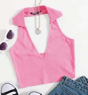 SheIn Pink NWT open back halter top. Almost sold out on website thumbnail 1