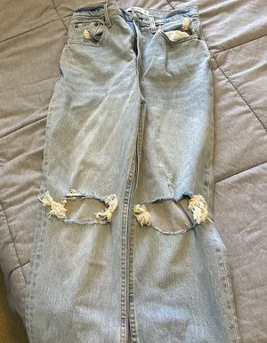 Abercrombie & Fitch Light Blue Distressed Boyfriend Jeans thumbnail 1