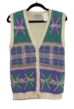 Vintage Jantzen Classics Hand Embroidered Grandmacore Sweater Vest - Size M thumbnail 1