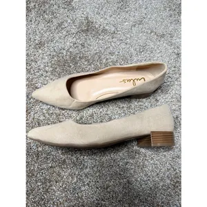 Lulus Women's Alessia Light Nude Suede Low Pointed-Toe Heels 7.5 thumbnail 3