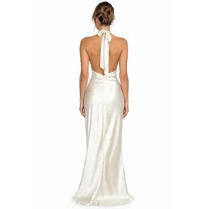 Lulus Elegant Cream Halter Maxi Dress Women Large thumbnail 2
