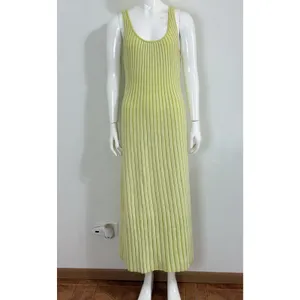 By Together Ribbed Knit Maxi Dress Lime Green Size M Tank Sleeveless Bodycon thumbnail 4