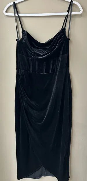 Windsor cowl neck velvet midi dress thumbnail 1