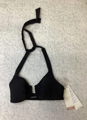 CALIA Women XS Pure Black U-Bar Halter Bikini Top‎ Swimwear WSA15203 NWT thumbnail 1
