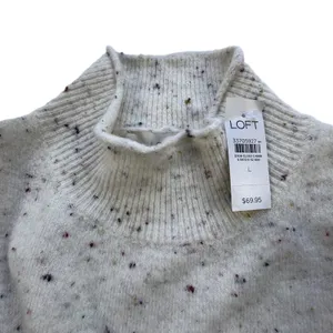 LOFT Mock Neck Flecked Confetti Sweater Womens Large Cream Cozy Pullover NWT thumbnail 3