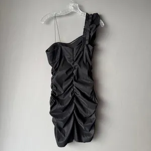 Hailey Logan Office Siren MobWife Ruched One Shoulder‎ Dress M Black thumbnail 6