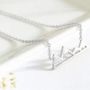 White‎ Gold Plated Mountain Bar Pendant Necklace, 16-18” thumbnail 4