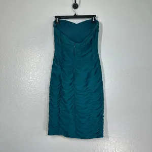 Adriana Papell 6 strapless ruched cocktail dress party shutter pleated mini teal thumbnail 8