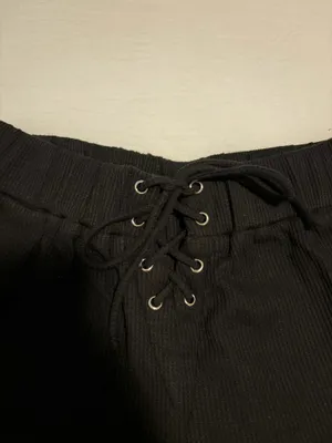 Princess Polly Black Waffle Shorts thumbnail 2