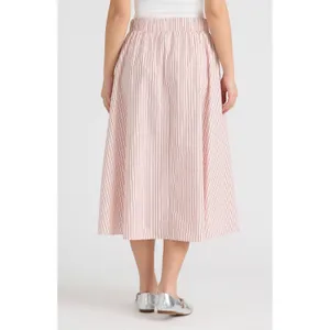 NVLT Applique‎ Poplin Midi Skirt Pink Multi-Rose Stripe Floral Sequin NVLTWS6124 thumbnail 2