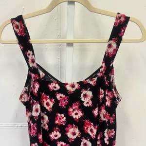 White House Black Market Floral Ruched V-Neck Tank Top Black Pink Size Large thumbnail 5