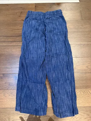 Athleta Athleta Cabo Linen Wide Leg‎ Pant - Blue - Smocked Waist - 2 - C31-050 thumbnail 6