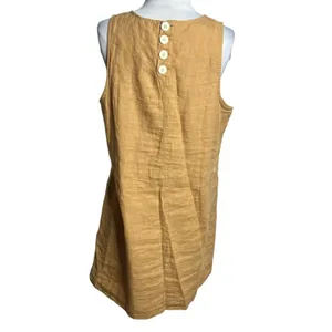 J. Crew Button-back linen shift dress tan brown‎ Sz M thumbnail 4