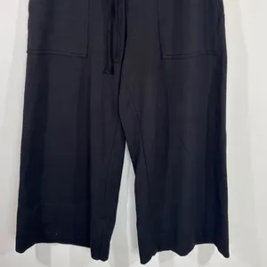 Quince Black Wide Leg Crop Pants Women Medium Drawstring Culottes Gorpcore Cozy thumbnail 4