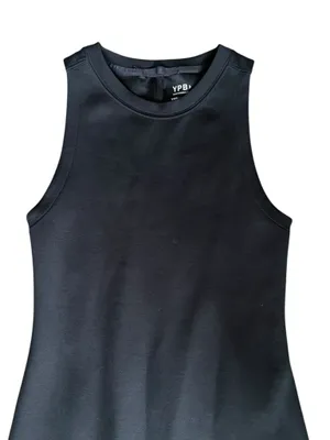 Abercrombie & Fitch YPB neoKNIT Women’s Black Column Sleeveless Slit Midi Dress thumbnail 3