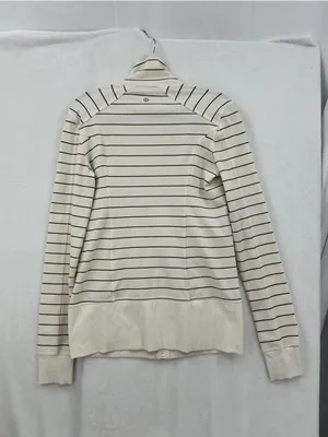 lululemon athletica Cream and Black Striped Zip Turtleneck Sweater 1064 thumbnail 5