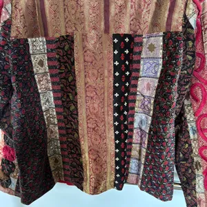 Velvet Red Jacket Witch Patchwork Medieval Bohemian Tapestry Ren Faire Medium thumbnail 4