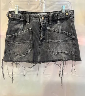 We The Free Black Distressed Denim Mini Skirt Size 25 thumbnail 1