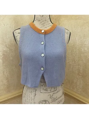 Free People Sammi Cashmere Sweater Vest Waistcoat V-neck Sz S Clueless Academia thumbnail 2