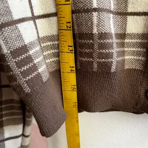 Love Tree Brown Plaid Cardigan Cottagecore Academia‎ Retro Preppy Vintage Inspired Large thumbnail 5