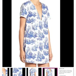 New Missguided White Dress with Blue Toile Print | Size Medium thumbnail 15