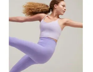 Athleta M Elation V-Neck Longline Sports Bra Oxalis Violet Medium Cup D-DD thumbnail 2
