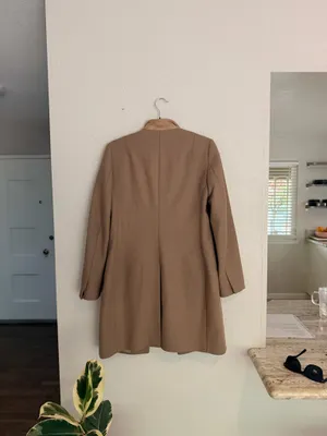All saints leni wool cashmere blend nude tan single button long coat blazer 6 thumbnail 11