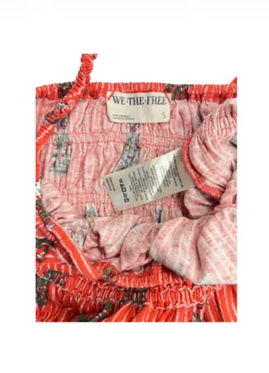 We The Free Coral Floral Striped Smocked Peplum Cami Crop Top Womens Small thumbnail 4