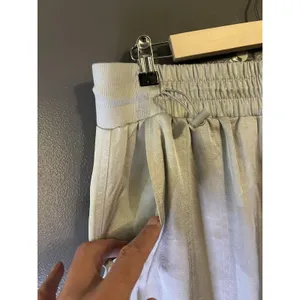 Anthropologie Pants Womens Medium Silver Satin Jogger Elastic Waist Cuffed thumbnail 5