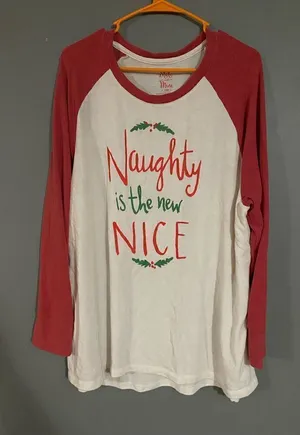 State Of Mine Naughty Is The New Nice Long Sleeve Top Size Large thumbnail 1