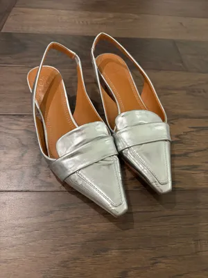 Tory Burch Silver Sadie Slingback Flats Sz 7 thumbnail 2