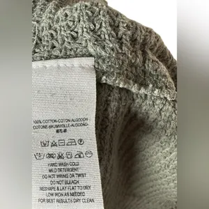 Free People Distressed Waffle Knit‎ Cold Shoulder Sweater Small Olive Green thumbnail 7