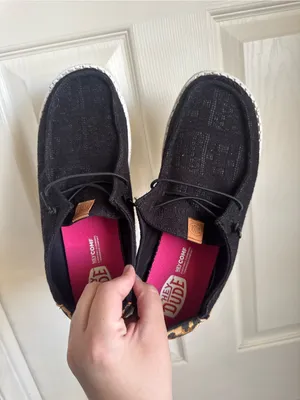 Hey Dude Women's Black And Leopard Shoes thumbnail 4