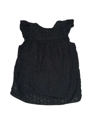 Madewell Black Eyelet Ruffle Sleeve Button Front Cotton Blouse Top M thumbnail 2