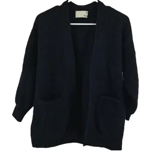 Aritzia Wilfred Unwind Open Cardigan Mid Length Ribbed Merino Wool Black XSmall thumbnail 2
