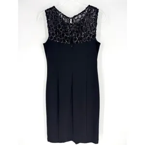 Joseph Ribkoff Black Sequin Mesh Overlay Sheath Dress‎ Womens 10 Sleeveless thumbnail 4