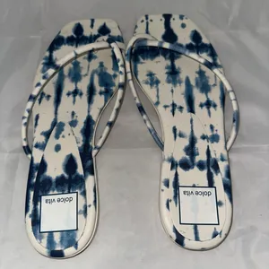 Dolce Vita Blue & White Tie Dye Print 1/4" Heel Flip Flop Sandals Size 8 thumbnail 4
