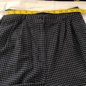 Black white plaid preppy pleated high rise Bermuda shorts office siren core Measurements in pics thumbnail 3