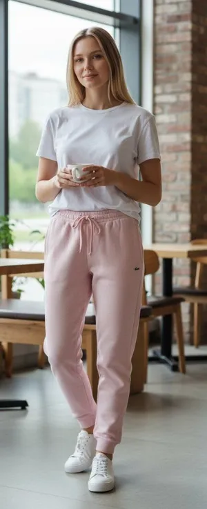 Lacoste Jogger Pants Pink Size 40 (M) Preppy Loungewear Athleisure Casual Spring thumbnail 1