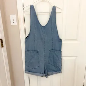 Greaidea Women’s High Roller Denim Shortalls in Light Blue thumbnail 8
