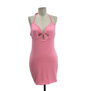 White Fox Boutique The Long Run Mini Dress Pink Halter Bodycon Size XL‎ thumbnail 3