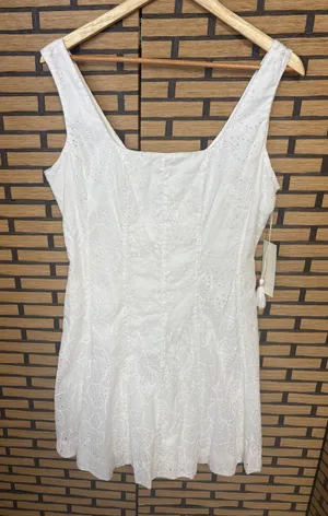 Calypso White Eyelet Tank Dress‎ Size 6 thumbnail 1
