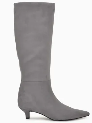 Nine West Gray Willa Kitten Heel Boots Suede Pointed-Toe Knee Boots Size 8 NEW thumbnail 2