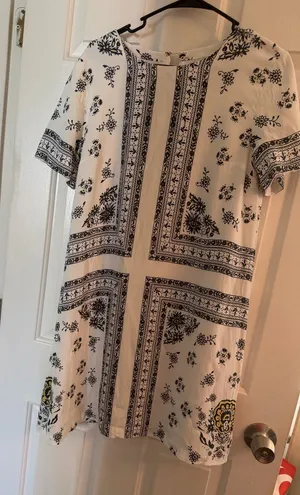 LOFT White Dress with Black Bandana Print thumbnail 1