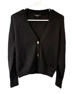 Quince Women's Lightweight Baby Alpaca Cropped Cardigan Black Size Small thumbnail 1