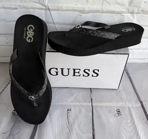 GBG Los Angeles Black Platform Flip Flop Wedge Sandals thumbnail 1