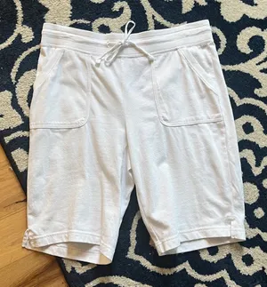 White Stag Women's White Drawstring Knit Bermuda Shorts thumbnail 1