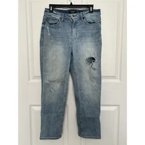 Flag & Anthem High-Rise Straight Jeans Distressed Ankle Stretch Blue Womens Sz10 thumbnail 3