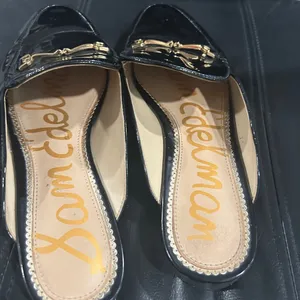 Sam Edelman Black Patent Mules with Gold Detail thumbnail 6