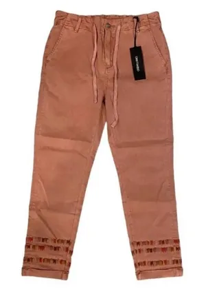 Driftwood Mauve Embroidered Stitch Cuffed Leg Pants(Size Small) thumbnail 1